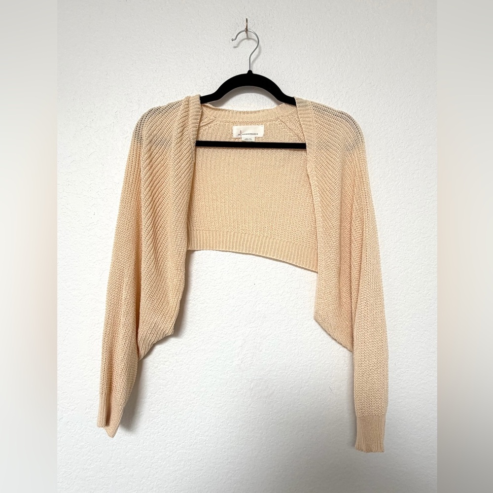 Anthropologie Cream Knit Bolero Cardigan | One Size
